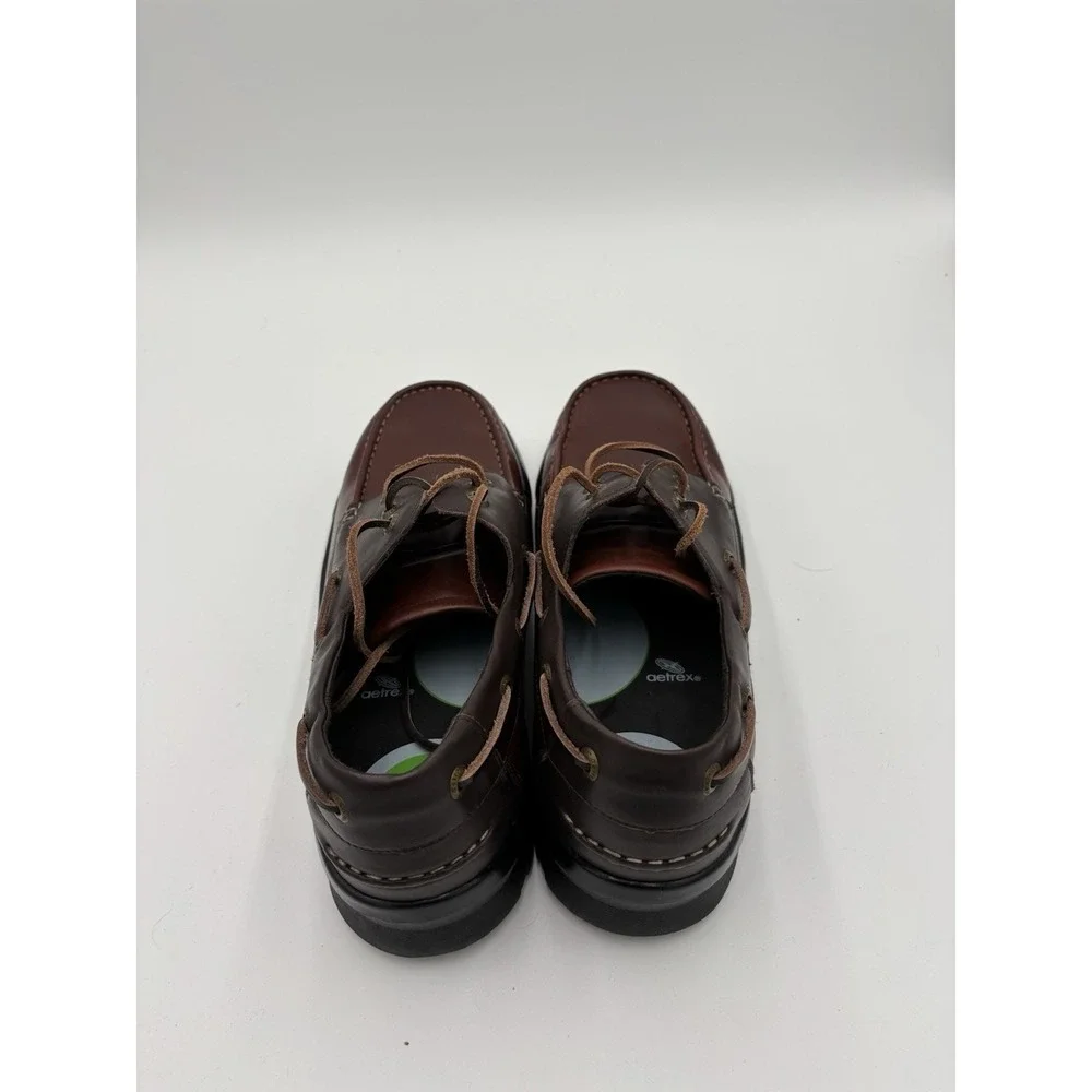 Apex Men's Boat Shoes Two Tone Brown Leather Comfort Lace Up Orthopedic 13M